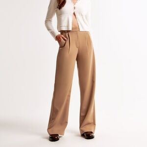 Abercrombie Curve Love Sloane Tailored Wide Leg Pant Brown / Tan
